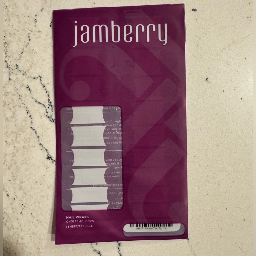 Jamberry Nail Wrap - A647 White Tint Tip Mid